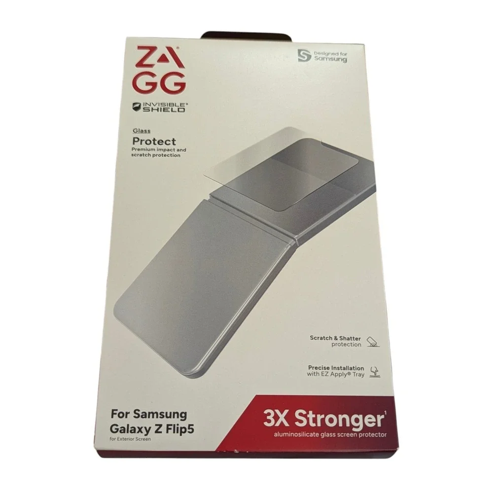 V1-N 2-pack ZAGG Invisible‎ Shield Glass Screen Protector Samsung Galaxy Z Flip5